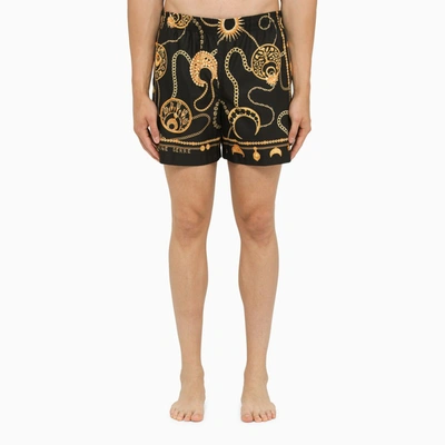 Shop Marine Serre Printed Beach Boxers Made Of Recycled Nylon In Black