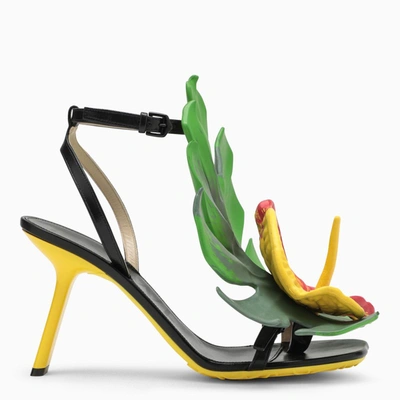 Shop Loewe | Black And Yellow Petal Sandals In Leather