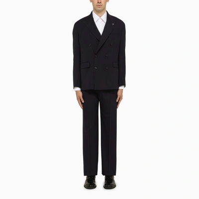 Shop Tagliatore Blue Wool Blend Double-breasted Suit