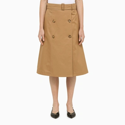 Shop Burberry | Medium Camel Cotton Skirt In Beige