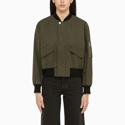 Shop Apc Khaki Cotton Bomber Jacket In Green