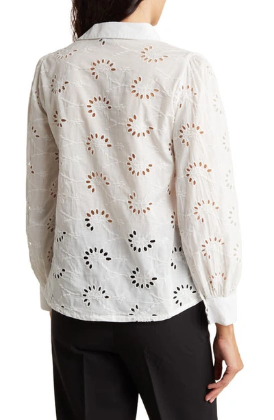 Shop Liv Los Angeles Embroidered Cotton Eyelet Button-up Shirt In White