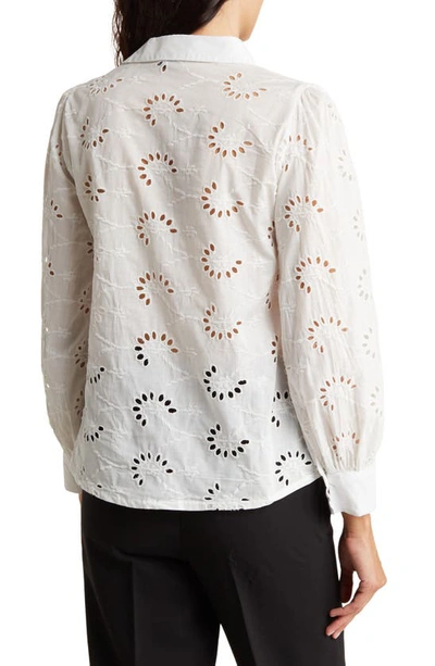 Liv Los Angeles Embroidered Cotton Eyelet Button-up Shirt In White
