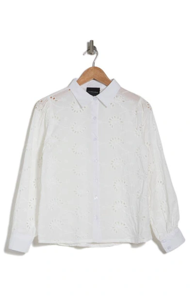 Liv Los Angeles Embroidered Cotton Eyelet Button-up Shirt In White
