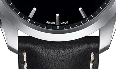Shop Tissot Couture Grande Swiss Quartz Leather Strap Watch, 39mm In Black