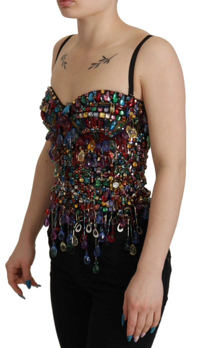 Shop Dolce & Gabbana Multicolor Jeweled Corset Spring Bustier Women's Top