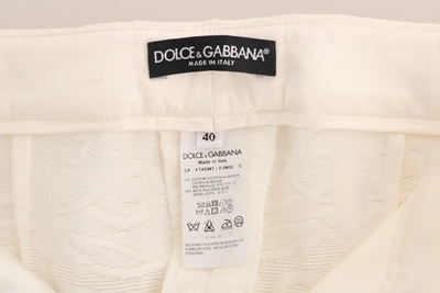 Shop Dolce & Gabbana White Floral Brocade Capri Women's Pants