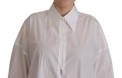 Shop Dolce & Gabbana White Weave Long Sleeves Collared Blouse Women's Shirt