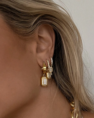 Luv Aj Faceted Diamond Statement Hoops- Silver