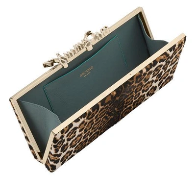 Shop Jimmy Choo Celeste Leopard Print Pony Clutch Bag With  Crystal Clasp In Natural