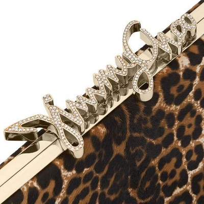 Shop Jimmy Choo Celeste Leopard Print Pony Clutch Bag With  Crystal Clasp In Natural
