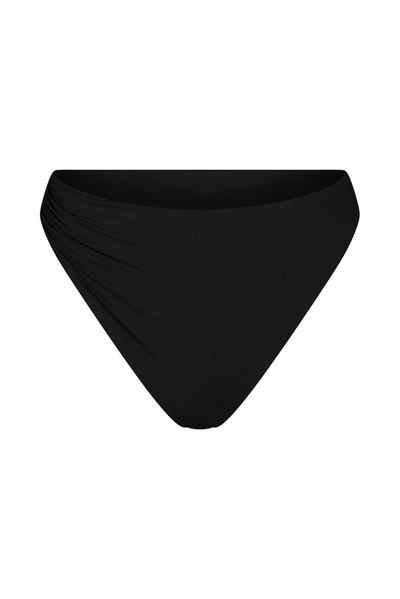 Shop Anemos Draped Asymmetric Midi Bikini Bottom In Black
