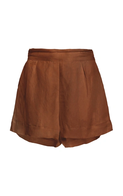 Shop Anemos High-waist Short Short In Linen Cupro In Tawny