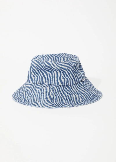 Shop Afends Denim Wide Brim Bucket Hat In Colour-blue