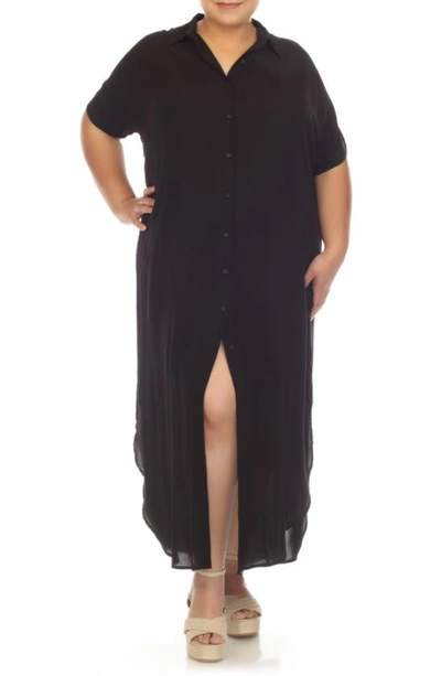 Shop Boho Me Maxi Shirtdress In Black