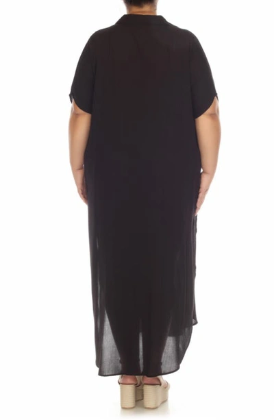 Boho Me Maxi Shirtdress In Black