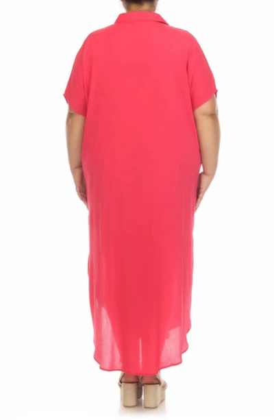 Boho Me Maxi Shirtdress In Raspberry