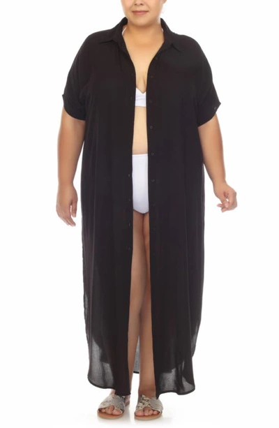 Boho Me Maxi Shirtdress In Black