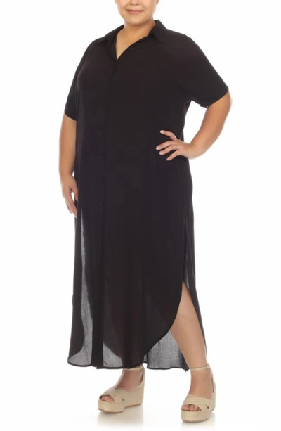 Boho Me Maxi Shirtdress In Black