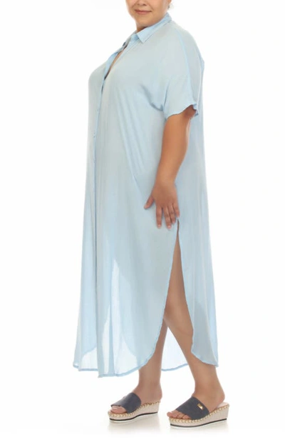 Boho Me Maxi Shirtdress In Chambray