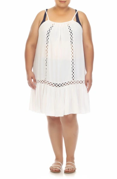 Shop Boho Me Crochet Inset Cover-up Dress In White