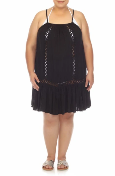 Shop Boho Me Crochet Inset Cover-up Dress In Black