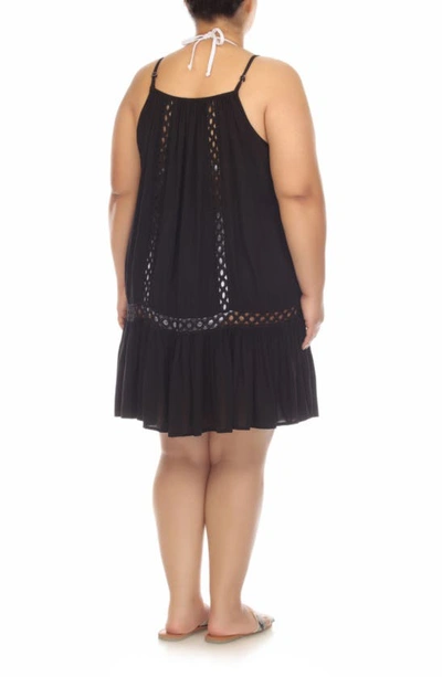 Shop Boho Me Crochet Inset Cover-up Dress In Black
