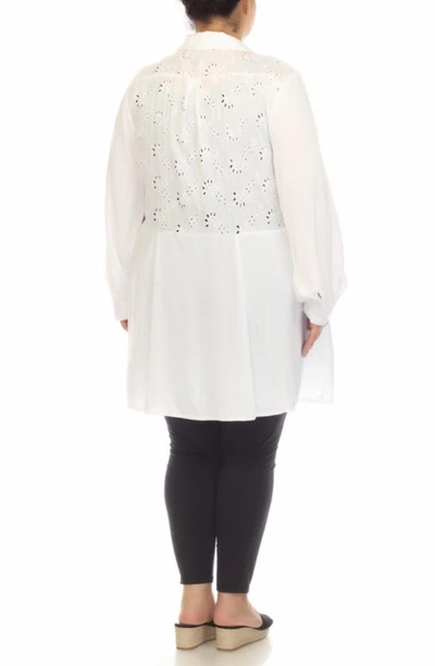 Shop Boho Me Embroidered Eyelet Button-up Tunic Top In White