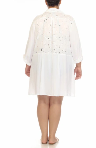 Shop Boho Me Embroidered Eyelet Button-up Tunic Top In White