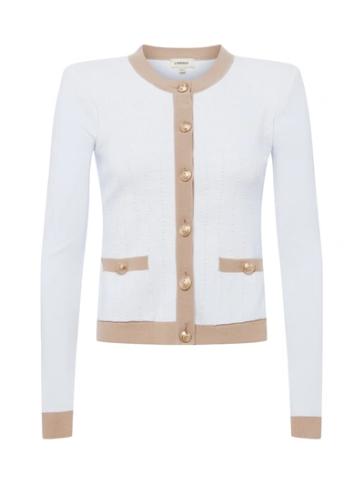 Shop L Agence Leon Cardigan In White/biscuit