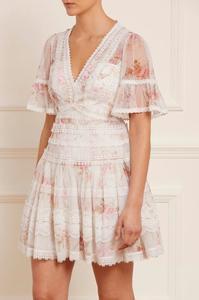Shop Needle & Thread Trailing Blooms Lace Micro Mini Dress In Multi