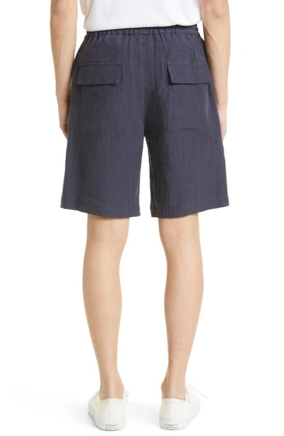 Shop Eleventy Linen Cargo Bermuda Shorts In Blue