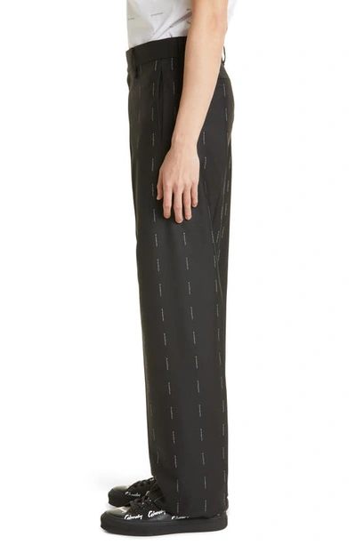 Shop Givenchy Logo Stripe Wool Straight Leg Pants In Black