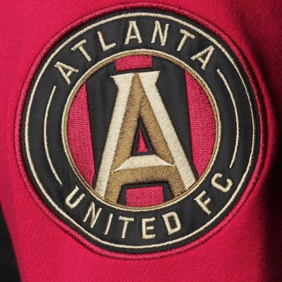 Shop Mitchell & Ness Black/red Atlanta United Fc Colorblock Fleece Pullover Hoodie
