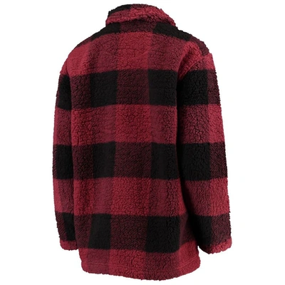 Shop Boxercraft Crimson/black Washington State Cougars Plaid Sherpa Quarter-zip Pullover Jacket