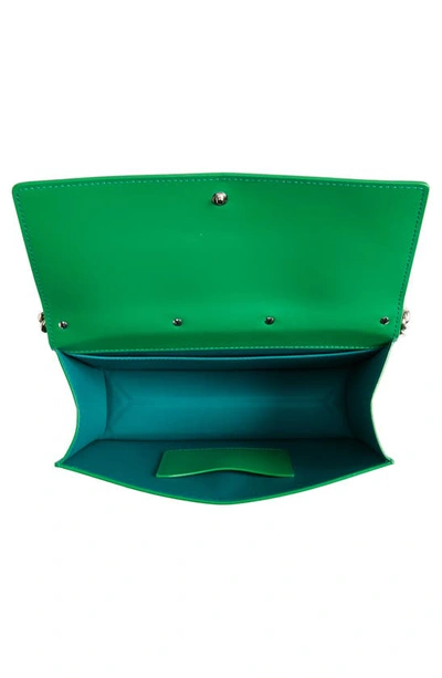 Shop Alexander Mcqueen Slash Cutout Knuckle Calfskin Shoulder Bag In 3510 Bright Green
