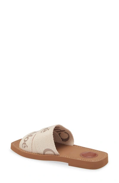 Chloé Beige Linen Woody Slippers In Blushy Beige