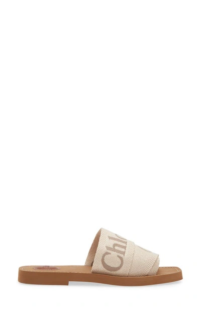 Chloé Beige Linen Woody Slippers In Blushy Beige