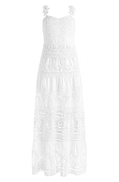 Shop Alice And Olivia Alora Embroidered Linen & Cotton Dress In White