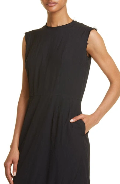 Shop Comme Des Garçons Double Ruffle Sleeveless Woven Dress In Black