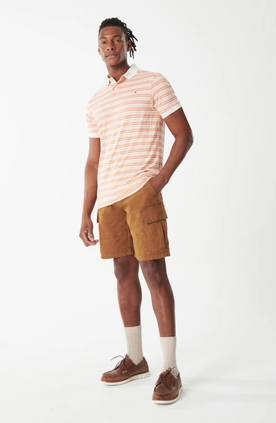 Shop Barbour Deanbank Stripe Polo In Coral/ Whisper White
