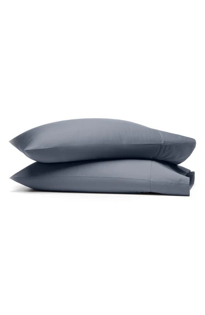 Shop Boll & Branch Set Of 2 Percale Hemmed Pillowcases In Mineral