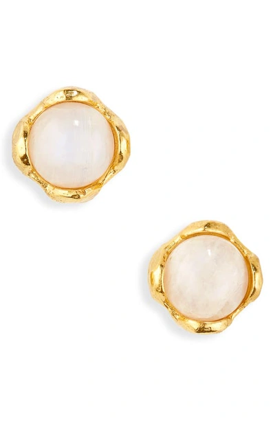 Shop Alighieri The Eye Of The Lens Moonstone Stud Earrings In 24 Gold