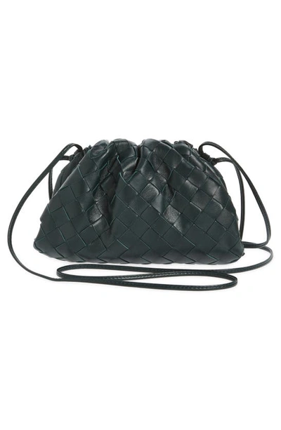 Shop Bottega Veneta Small The Pouch Leather Clutch In Inkwell-gold