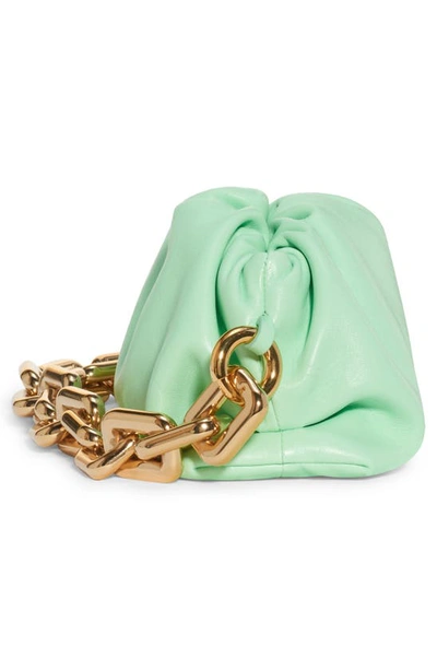 Shop Bottega Veneta Teen Chain Pouch Leather Shoulder Bag In Wasabi Gold