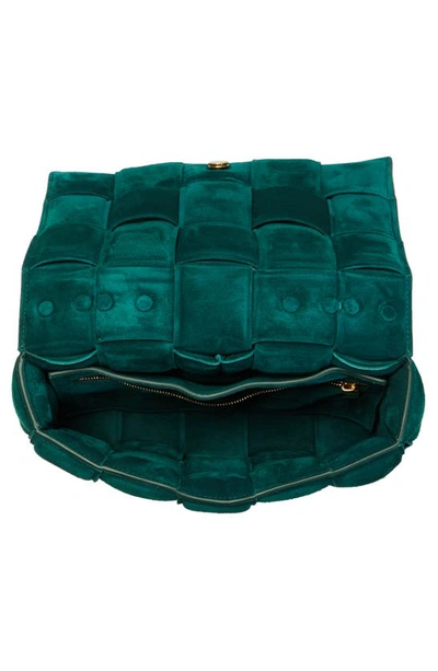 Shop Bottega Veneta Chain Cassette Suede Crossbody Bag In Emerald Green-gold