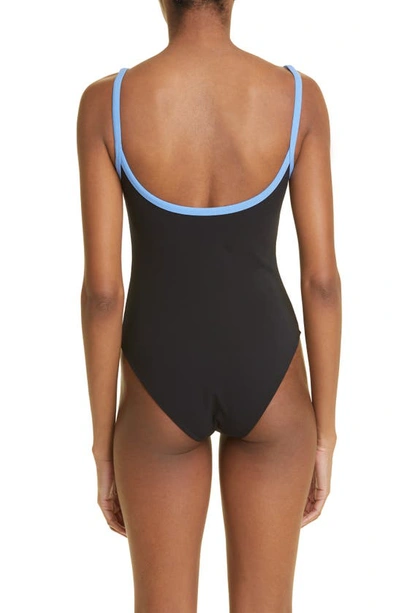 Shop Lisa Marie Fernandez Maria One-piece Swimsuit In Black/ Azure