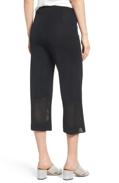 Ming Wang Mesh Inset Crop Pants In Black