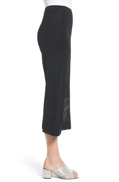 Ming Wang Mesh Inset Crop Pants In Black