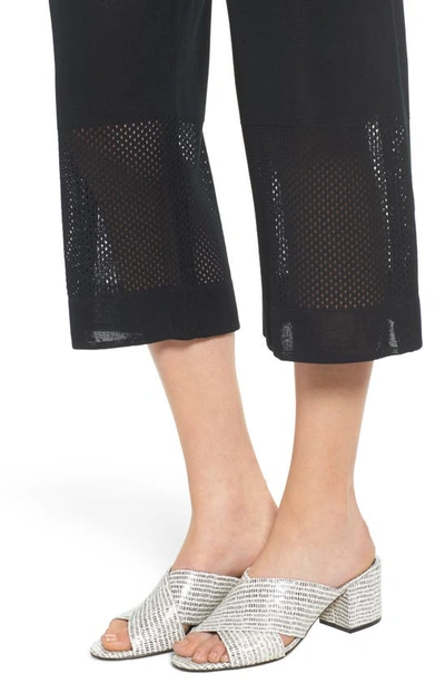 Ming Wang Mesh Inset Crop Pants In Black